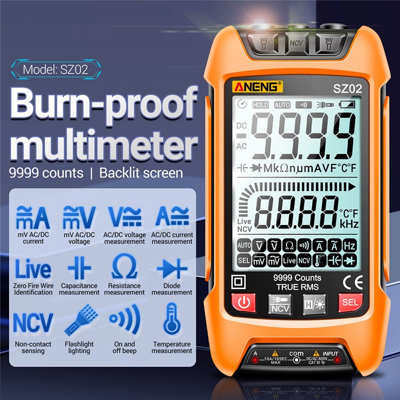 Multimeter FY123 Large Screen Current Universal Meter 6000 μF Dual Purpose  Color Screen Dc Voltage Current Thermometer Tester