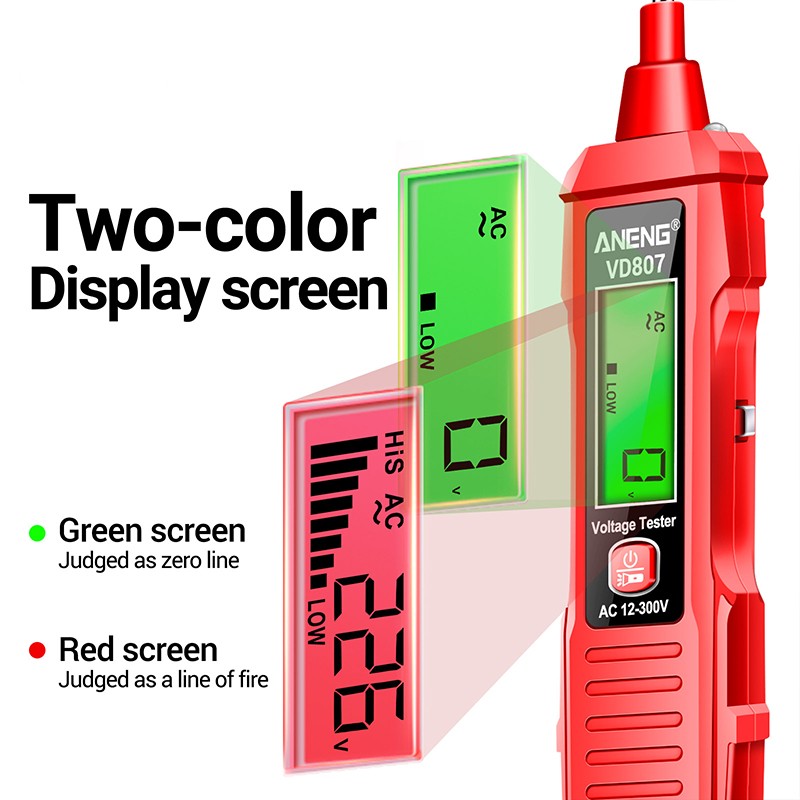 AC12-300V Non-Contact Voltage Tester Pen – LCD Display, Audible Alerts, Built-in Light, For Electricians & DIYers